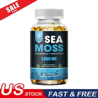 Organic Sea Moss Capsules Irish Sea Moss Bladderwrack Burdock Root 60 Pills • $11.79