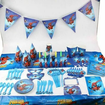 Spiderman Theme Party Supplies Superhero Birthday Tableware Decorations. • £4.69