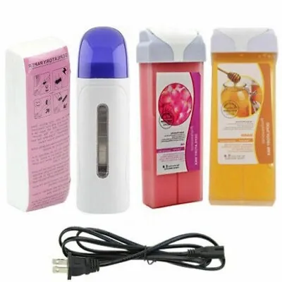 Roll On Depilatory Wax Hot Wax Warmer Heater Cartridge Hair Removal Waxing Kit • $23.39