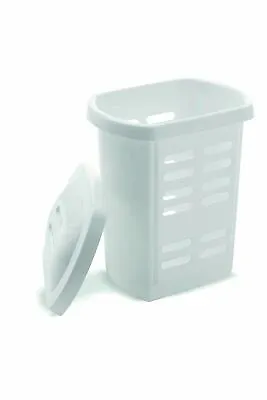 Addis Bathroom White Linen Hamper Laundry Clothes Large Basket With Lid - Vented • £26.99