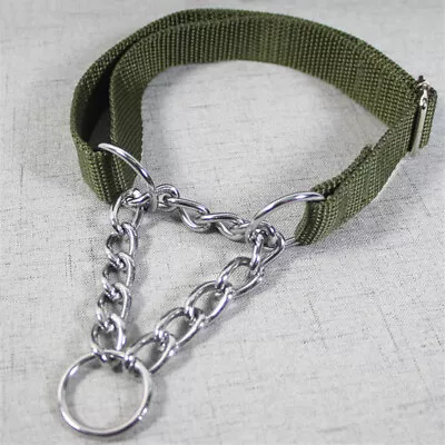 Adjustable Dog Half Check Choke Collar Quality Nylon Chain Training Collar • £6.69