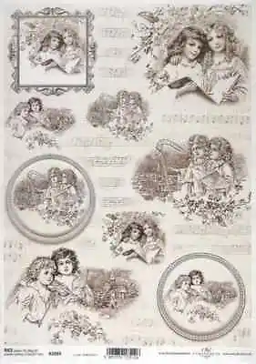 Rice Paper A/4 For Decoupage Scrapbook Craft Sheet - Music Angels - R2093 • £2.10
