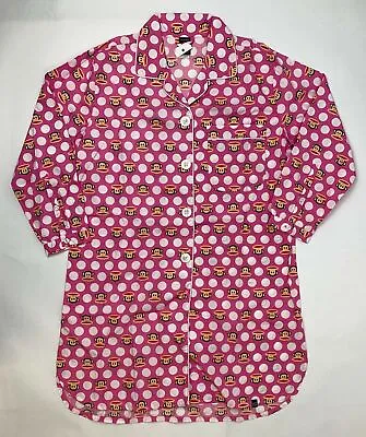 £13.61 • Buy Paul Frank Women's Pink Size Medium Cotton Polka Dot Sleepwear Shirt Dress NWOT