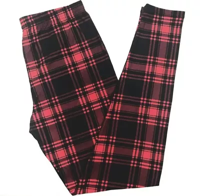 Buttery Soft Christmas Plaid Leggings One Size S M L Holiday Plaid Checkered OS • $27.99