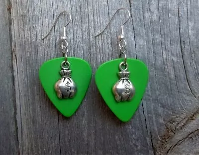 Money Bag Charm Guitar Pick Earrings - Pick Your Color • $4