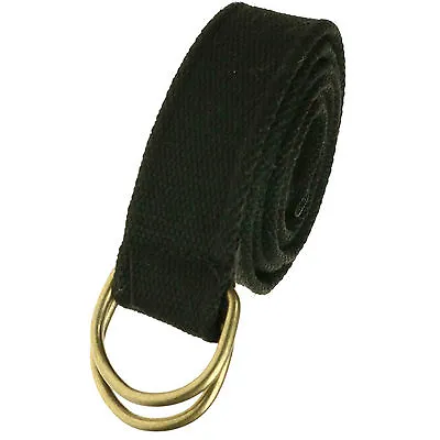 Black 40mm D-Ring Fashion Fabric Canvas Webbing Casual Wear Jeans Belt UK Seller • £7.99
