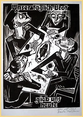MAX Pechstein  Our Daily Bread  Large Format Original Woodcut 1921/75 • $298.35