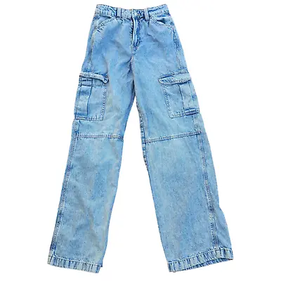 H&M Divided 90's Style Baggy Cargo Jeans Size 0 24 X 28 10  Rise • $25.99