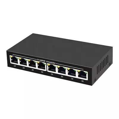 8-Port Gigabit Ethernet Switch Metal Shell For Desktop Internet Splitter Fanless • $46.66