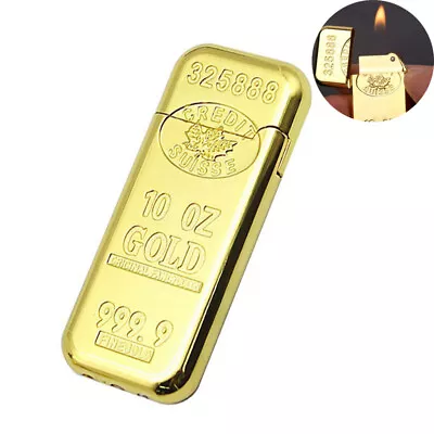 Bullion Cigarette Lighter Creative Metal Grinding Wheel Gas Gold Lighters • $8.99