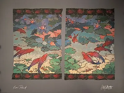 Max Hayslette Original Koi Pond Poster Signed 22  X 29  Rolled New Condition • $375
