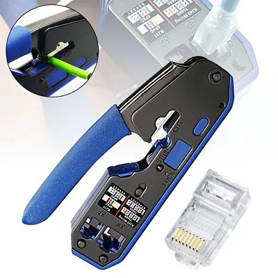 RJ45 EZ Crimper Cat5e 6 7 HD Pass Through Network Connector Crimping LAN Tool WZ • $23.93