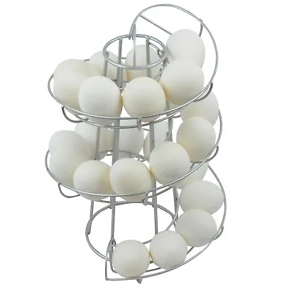 Silver Kitchen Storage Spiral Helter Skelter Egg Holder Stand Rack Holds 18 Eggs • £6.95