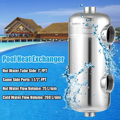 Swimming Pool Equip Stainless Steel Water Heating System Tube Heater Exchanger • $117