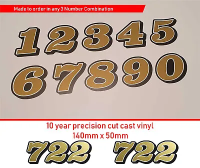 Retro Race Numbers 50mm Gold Or Silver Decals Stickers Motorcycle Norton Triumph • £6.99