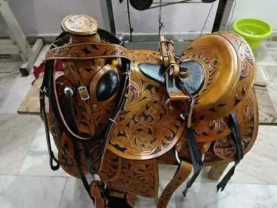 A Fork Premium Western Leather Wade Tree Roping Ranch Horse Saddles 10-20 • $318.99