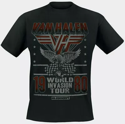 Official Van Halen T Shirt 1980 Invasion World Tour Black Vintage Classic Rock • £14.88