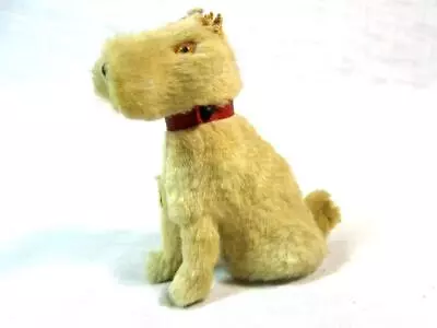 Antique Miniature Straw Filled Fur Terrier Dog With Collar • $38