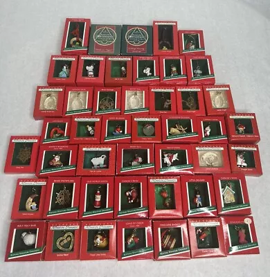 Lot Of 46 Hallmark Miniature Mini Ornaments ‘88 ‘89 Christmas Santa Elf Bear Cat • $19.99