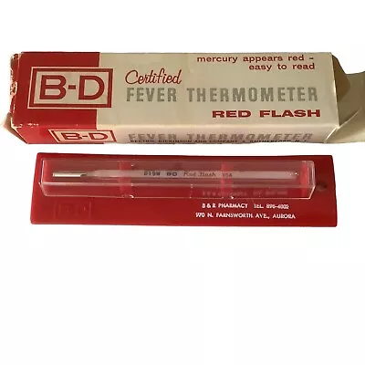 Vintage Red Flash BD Glass Oral Fever Thermometer TR105 Beckon Dickinson USA • $33.99