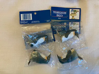 $5 • Buy Lot Of 4 New Unused Mushroom Bird Style Penguins-raz Imports Z9211