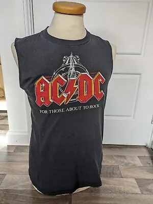 Original Vintage AC/DC  For Those About To Rock  Tour T-Shirt/Vest 1980's • £65