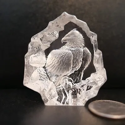 Mats Jonasson Signed Lead Crystal Bald Eagle Paperweight / 2 3/4  Tall / Sweden • $17.89