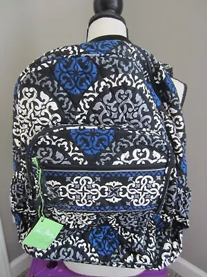 NWT Vera Bradley Canterberry Cobalt Blue Quilted Backpack School College HTF • $178