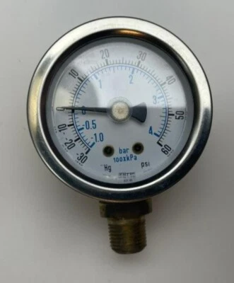 $5 • Buy Pressure & Vacuum Gauge, 1.5  Dia,-30-0  Hg ,0-60 Psi,1/4 NPT Lower Mount