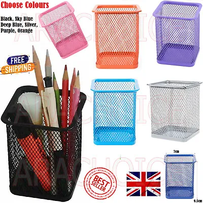 Desk Tidy Mesh Pen Pot Holder Pencil Stationery Organiser Office Storage Case UK • £4.95