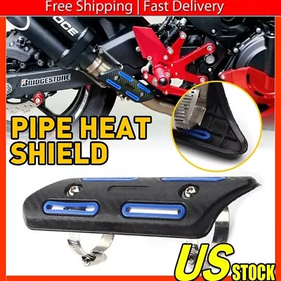 Exhaust Muffler Pipe Heat Shield Cover Heel Guard Universal Blue Motorcycle US • $12.19