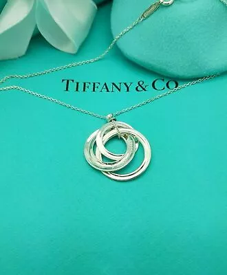 £327.99 • Buy Tiffany & Co. 1837 Sterling Silver Interlocking 3 Circles Pendant Necklace 18 
