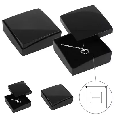 Jewellery Box Black Ring Necklace Pendant Earrings Bracelet Gift Foam Padded New • £94.99