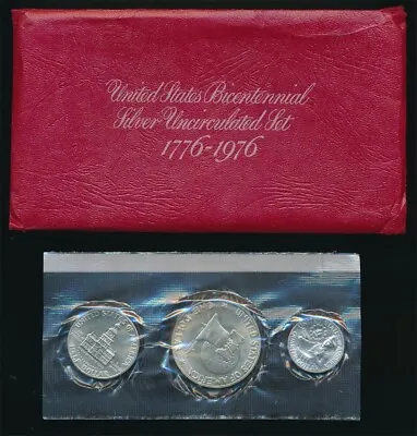 $49.99 • Buy USA: 1776 -1976 US Bicentenary - 25c, 50c, $1 Silver Uncirculated Mint Set