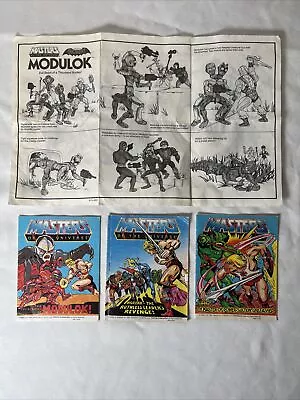 Vintage HE-MAN MOTU Lot 3 MINI Comics 1985 & Modulok INSTRUCTIONS Multibot • $20