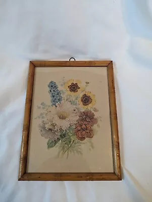 Vintage Picture In Vintage Bamboo Style Frame • $20