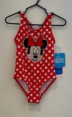 Disney Toddler Girls Minnie Mouse Polka Dot Bow Back 1-Piece SwimsuitRed2TNWT • $31.95