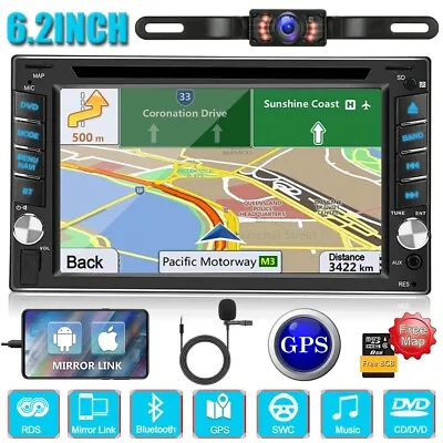 6.2  Radio Double 2Din Car Stereo With CD/DVD GPS Navigation AM/FM Player+Camera • $124.99