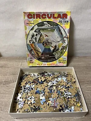 Rare Vintage 1973 John Waddington Circular Animals 500 Piece Jigsaw Puzzle • £13.49