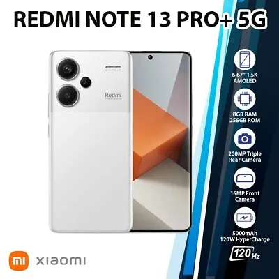 Xiaomi Redmi Note 13 Pro+ Plus 5G Android Mobile Phone (White 8GB+256GB New) • $694.97