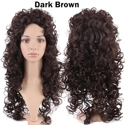 UK Long Curly Wavy Full Wig With Fringe Side Bangs Ombre Highlight Blonde Wigs A • £24.42