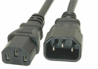 1M Metre Power Extension UPS PC Kettle Lead Cable Male To Female C13 C14 Socket  • £2.89