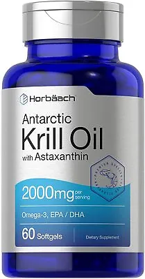 $12.42 • Buy Antarctic Krill Oil 2000Mg 60 Softgel Capsules Omega 3, EPA, DHA W/ Astaxanthin