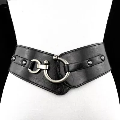 Belt Wide Elastic Stretch Waistband Corset Cinch Belts Women Faux Leather Waist • £12.99