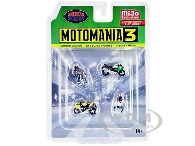  Motomania 3  Diecast Figures & Motorcycles 4 Pc Set 1/64 American Diorama 76499 • $12.99