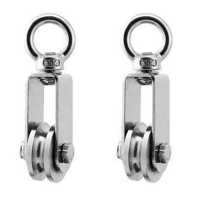 2 Pieces--M6 Small Pulley Wheel Steel Bearing Wire Rope Cable Pulley Wheel Block • $17.99