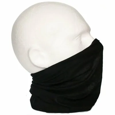 Scarf Tube Snood Black Biker Face Mask Plain Solid Under Layer Helmet Sport Ski • £2.99