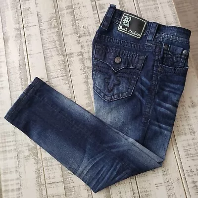 Rock Revival Ryker Slim Straight Jeans 30x28* Mens Blue Stone Wash Denim Pants  • $54.99