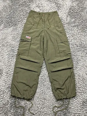 Vintage UFO Parachute Pants Cargo Raver Baggy Green Military XXS • $90