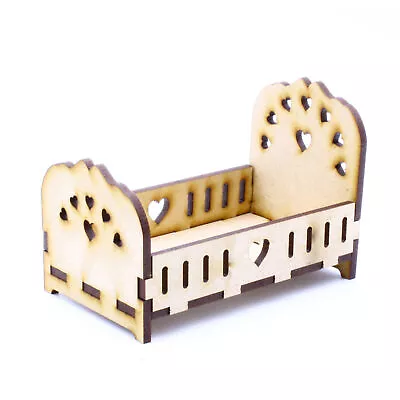 Tiny 9.6cm Baby Doll Or Elf Cot Bed - DIY Set Laser Cut From 3mm MDF Unpainted • £3.95